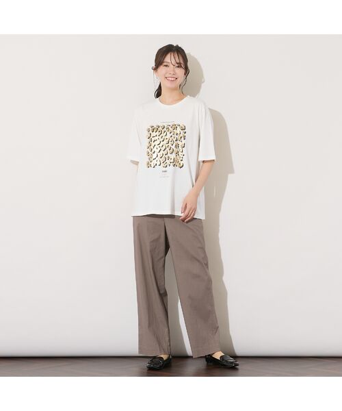 PISANO / ピサーノ カットソー | 【手洗いOK・綿100％】レオパード柄・ゴールド箔プリントカットソー | 詳細5