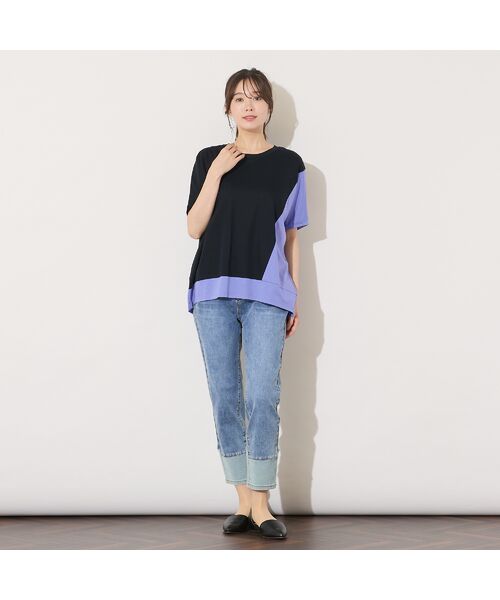 PISANO / ピサーノ カットソー | 【手洗いOK】バイカラー切り替えドルマントップス | 詳細15