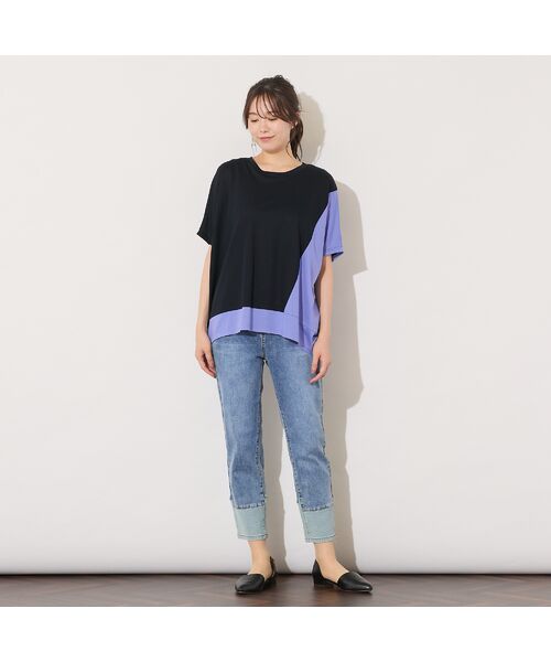 PISANO / ピサーノ カットソー | 【手洗いOK】バイカラー切り替えドルマントップス | 詳細16