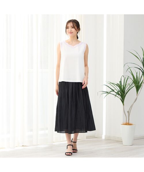 PISANO / ピサーノ キャミソール・チューブトップ | 【手洗いOK・接触冷感】シアー切り替えタンクトップ | 詳細3