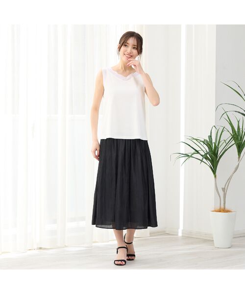 PISANO / ピサーノ キャミソール・チューブトップ | 【手洗いOK・接触冷感】シアー切り替えタンクトップ | 詳細4