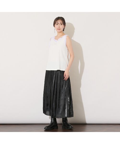 PISANO / ピサーノ キャミソール・チューブトップ | 【手洗いOK・接触冷感】シアー切り替えタンクトップ | 詳細6