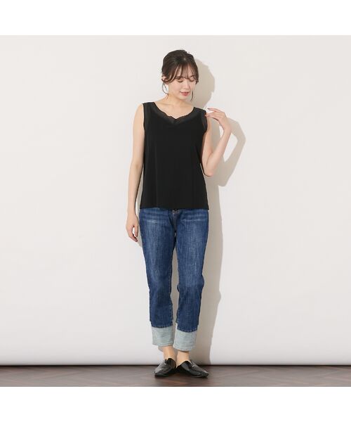 PISANO / ピサーノ キャミソール・チューブトップ | 【手洗いOK・接触冷感】シアー切り替えタンクトップ | 詳細9
