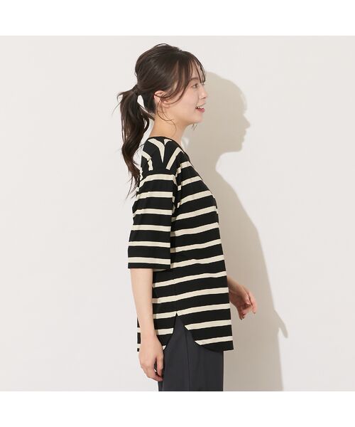 PISANO / ピサーノ カットソー | 【手洗いOK・綿100％】ボーダープリント・ラウンドヘムトップ | 詳細1