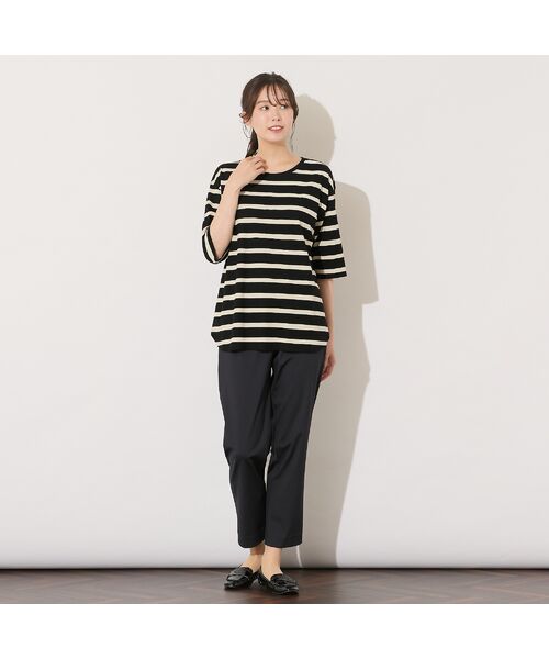 PISANO / ピサーノ カットソー | 【手洗いOK・綿100％】ボーダープリント・ラウンドヘムトップ | 詳細3