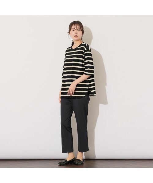 PISANO / ピサーノ カットソー | 【手洗いOK・綿100％】ボーダープリント・ラウンドヘムトップ | 詳細4