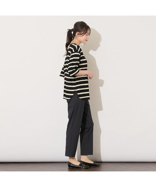 PISANO / ピサーノ カットソー | 【手洗いOK・綿100％】ボーダープリント・ラウンドヘムトップ | 詳細5