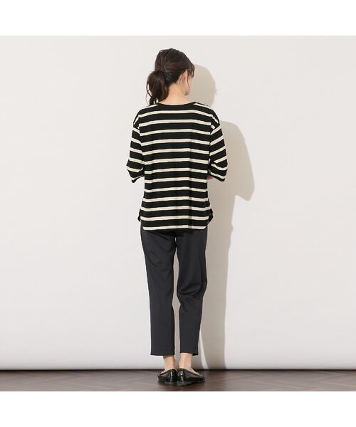 PISANO / ピサーノ カットソー | 【手洗いOK・綿100％】ボーダープリント・ラウンドヘムトップ | 詳細6