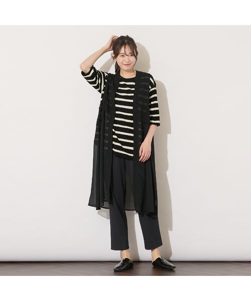 PISANO / ピサーノ カットソー | 【手洗いOK・綿100％】ボーダープリント・ラウンドヘムトップ | 詳細8