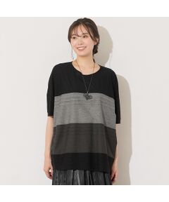 PISANO / ピサーノ カットソー | 【手洗いOK・綿100％】ピンタックボーダー・コクーンカットソー