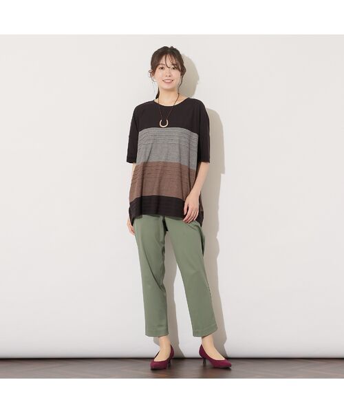 PISANO / ピサーノ カットソー | 【手洗いOK・綿100%】ピンタックボーダー・コクーンカットソー | 詳細3