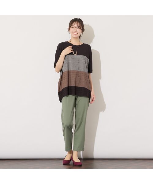 PISANO / ピサーノ カットソー | 【手洗いOK・綿100%】ピンタックボーダー・コクーンカットソー | 詳細4