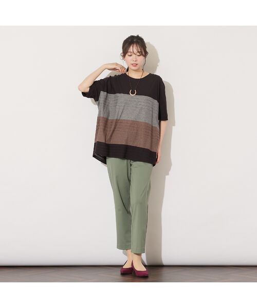 PISANO / ピサーノ カットソー | 【手洗いOK・綿100%】ピンタックボーダー・コクーンカットソー | 詳細5