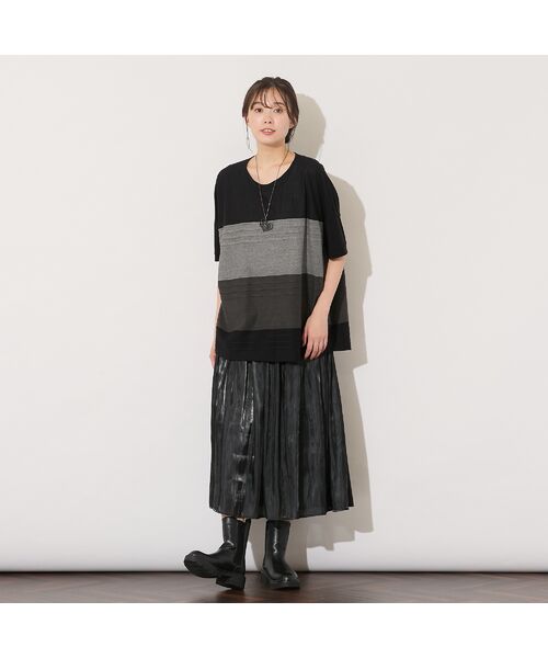 PISANO / ピサーノ カットソー | 【手洗いOK・綿100%】ピンタックボーダー・コクーンカットソー | 詳細13