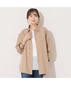 PISANO / ピサーノ シャツ・ブラウス | 【綿100％・手洗いOK】デザインスリーブストライプオーバーシャツ