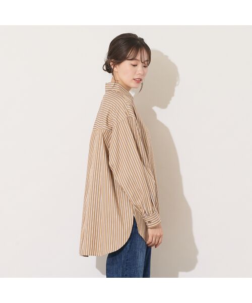 PISANO / ピサーノ シャツ・ブラウス | 【綿100％・手洗いOK】デザインスリーブストライプオーバーシャツ | 詳細1