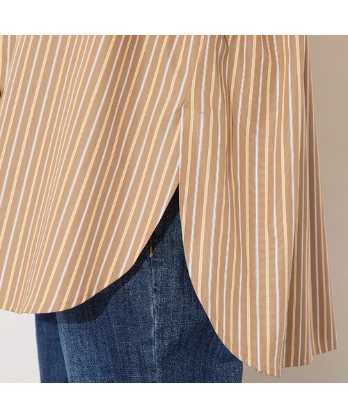 PISANO / ピサーノ シャツ・ブラウス | 【綿100％・手洗いOK】デザインスリーブストライプオーバーシャツ | 詳細13