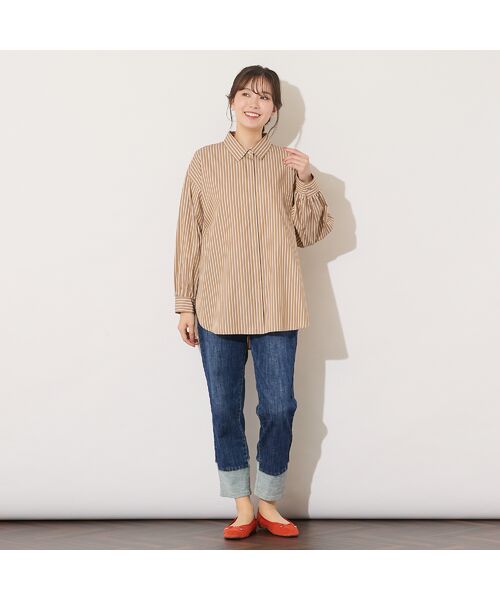 PISANO / ピサーノ シャツ・ブラウス | 【綿100％・手洗いOK】デザインスリーブストライプオーバーシャツ | 詳細3