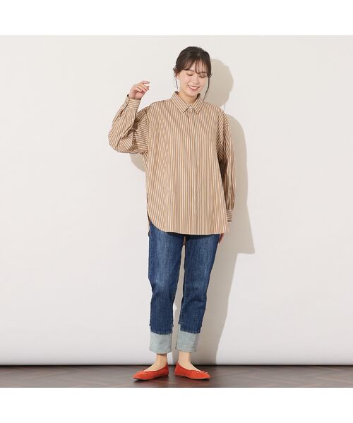 PISANO / ピサーノ シャツ・ブラウス | 【綿100％・手洗いOK】デザインスリーブストライプオーバーシャツ | 詳細4