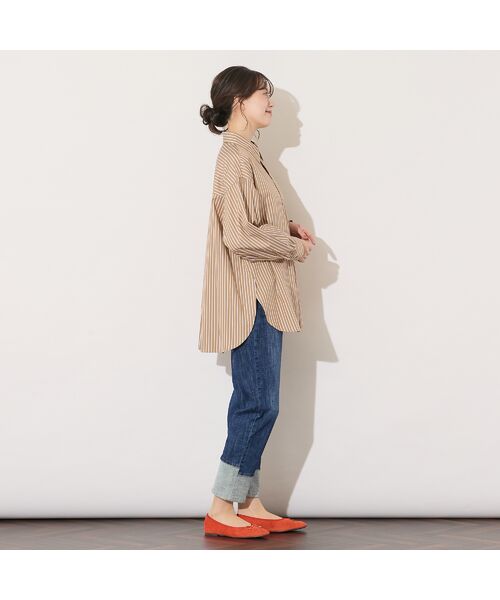 PISANO / ピサーノ シャツ・ブラウス | 【綿100％・手洗いOK】デザインスリーブストライプオーバーシャツ | 詳細6