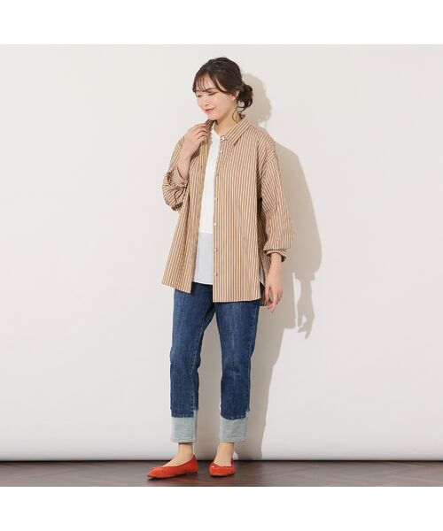 PISANO / ピサーノ シャツ・ブラウス | 【綿100％・手洗いOK】デザインスリーブストライプオーバーシャツ | 詳細8