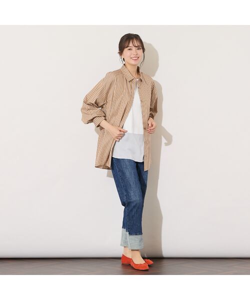 PISANO / ピサーノ シャツ・ブラウス | 【綿100％・手洗いOK】デザインスリーブストライプオーバーシャツ | 詳細9