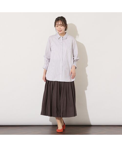 PISANO / ピサーノ シャツ・ブラウス | 【綿100％・手洗いOK】デザインスリーブストライプオーバーシャツ | 詳細15