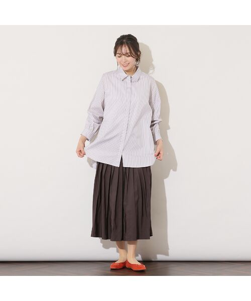 PISANO / ピサーノ シャツ・ブラウス | 【綿100％・手洗いOK】デザインスリーブストライプオーバーシャツ | 詳細16