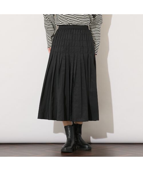 PISANO/ピサーノ 【セットアップ対応】片ヒダプリーツスカート ブラック LL