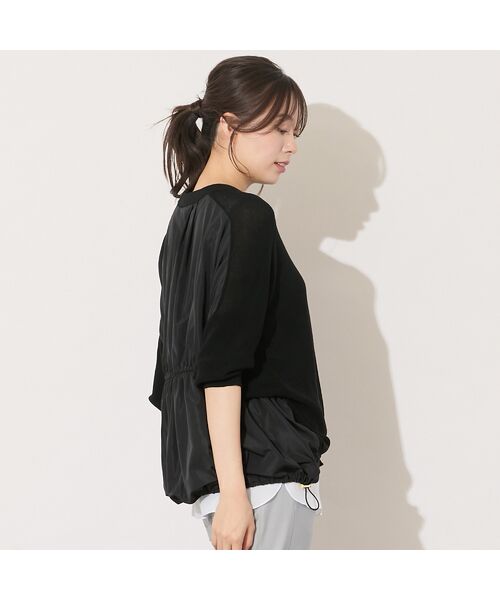 PISANO / ピサーノ ニット・セーター | 【セットアップ対応・手洗いOK】ニット×布帛ドッキングドルマンスリーブトップ | 詳細1