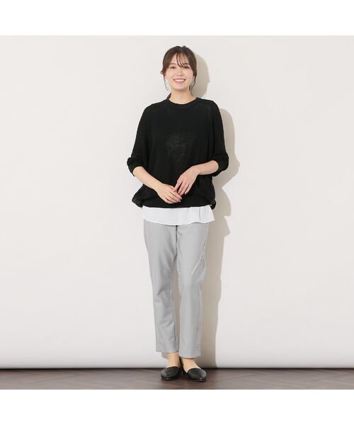 PISANO / ピサーノ ニット・セーター | 【セットアップ対応・手洗いOK】ニット×布帛ドッキングドルマンスリーブトップ | 詳細5