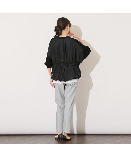 PISANO / ピサーノ ニット・セーター | 【セットアップ対応・手洗いOK】ニット×布帛ドッキングドルマンスリーブトップ | 詳細6