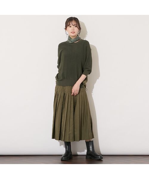 PISANO / ピサーノ ニット・セーター | 【セットアップ対応・手洗いOK】ニット×布帛ドッキングドルマンスリーブトップ | 詳細7