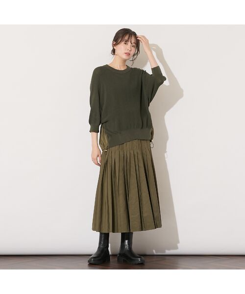 PISANO / ピサーノ ニット・セーター | 【セットアップ対応・手洗いOK】ニット×布帛ドッキングドルマンスリーブトップ | 詳細10