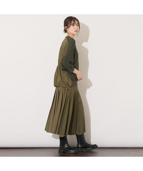 PISANO / ピサーノ ニット・セーター | 【セットアップ対応・手洗いOK】ニット×布帛ドッキングドルマンスリーブトップ | 詳細12