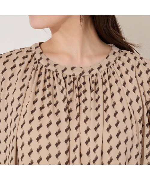 PISANO / ピサーノ ミニ丈・ひざ丈ワンピース | 【手洗いOK】幾何プリント・ギャザーワンピース | 詳細11