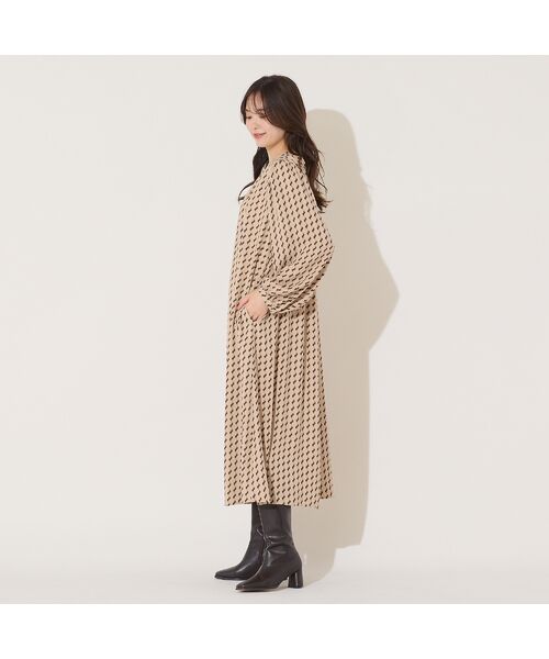 PISANO / ピサーノ ミニ丈・ひざ丈ワンピース | 【手洗いOK】幾何プリント・ギャザーワンピース | 詳細5