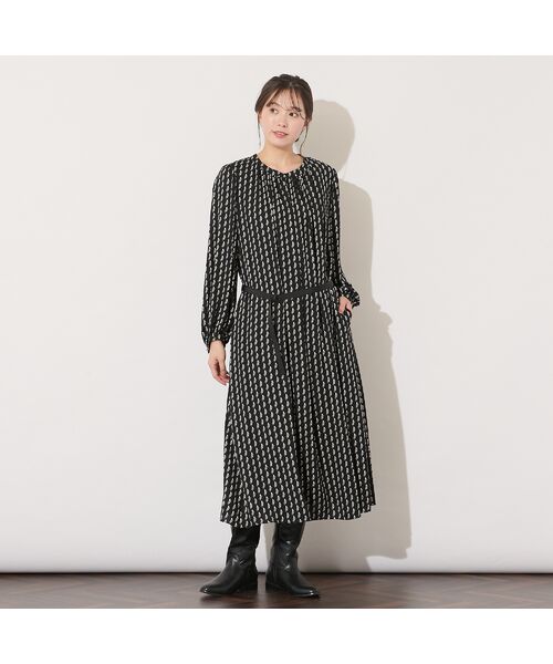 PISANO / ピサーノ ミニ丈・ひざ丈ワンピース | 【手洗いOK】幾何プリント・ギャザーワンピース | 詳細13