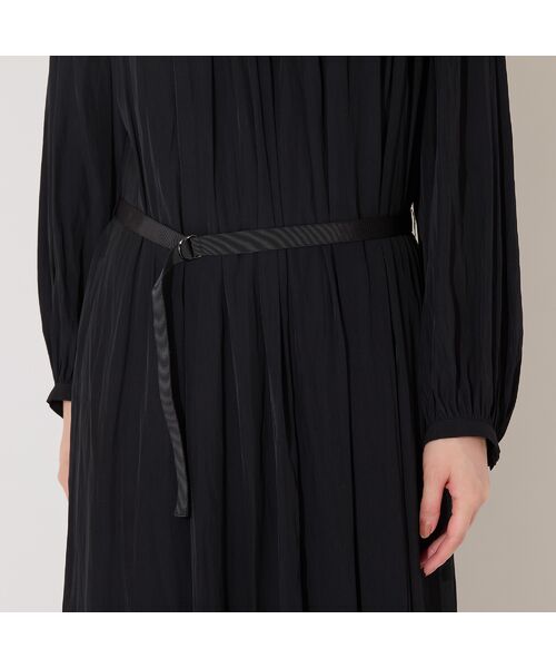 PISANO / ピサーノ ミニ丈・ひざ丈ワンピース | 【手洗いOK】割繊デシン・ギャザーワンピース(ブラック) | 詳細13