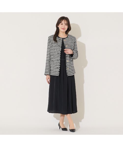 PISANO / ピサーノ ミニ丈・ひざ丈ワンピース | 【手洗いOK】割繊デシン・ギャザーワンピース(ブラック) | 詳細9