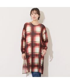 PISANO / ピサーノ チュニック | 【手洗いOK】トーンオン・トーンチェックプリント・チュールチュニック