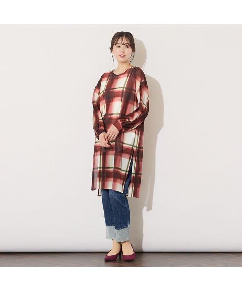 PISANO / ピサーノ チュニック | 【手洗いOK】トーンオン・トーンチェックプリント・チュールチュニック | 詳細13