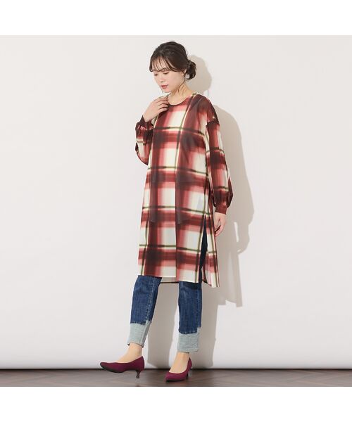 PISANO / ピサーノ チュニック | 【手洗いOK】トーンオン・トーンチェックプリント・チュールチュニック | 詳細14