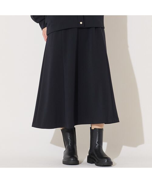 PISANO/ピサーノ 【手洗いOK・セットアップ対応】アクアスーティングAラインシルエットスカート ブラック LL PISANO/ピサーノ 【手洗いOK・セットアップ対応】アクアスーティングAラインシルエットスカート ブラック LL