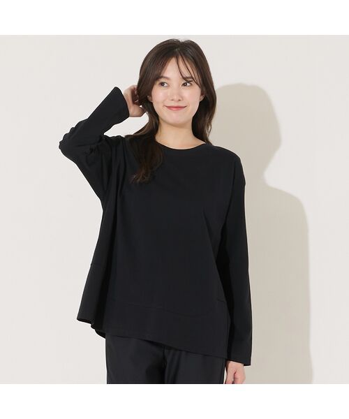 PISANO / ピサーノ カットソー | 【手洗いOK・綿100%】切り替えデザイン・サイロプレミアム天竺ロンT(ブラック)