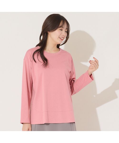 PISANO / ピサーノ カットソー | 【手洗いOK・綿100%】切り替えデザイン・サイロプレミアム天竺ロンT(ピンク)