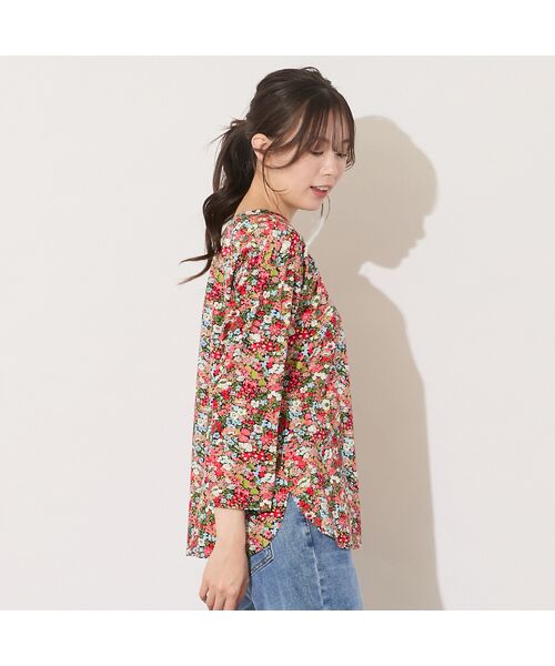 PISANO / ピサーノ カットソー | 【手洗いOK・綿100%・リバティコラボ】フラワープリントラウンドヘムカットソー | 詳細1