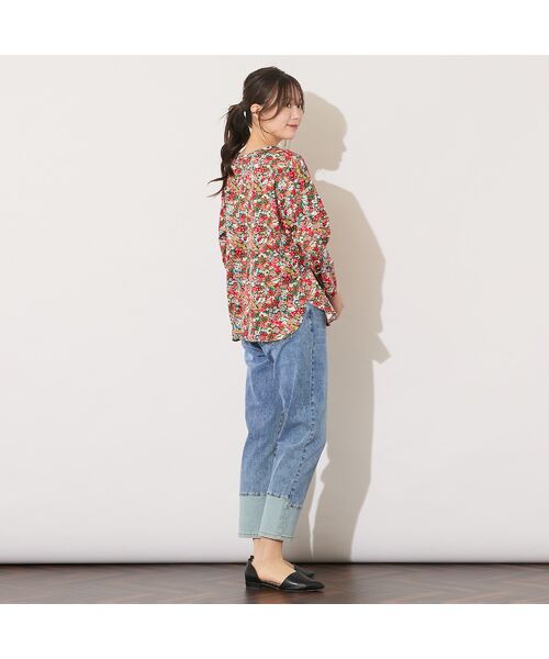 PISANO / ピサーノ カットソー | 【手洗いOK・綿100%・リバティコラボ】フラワープリントラウンドヘムカットソー | 詳細5