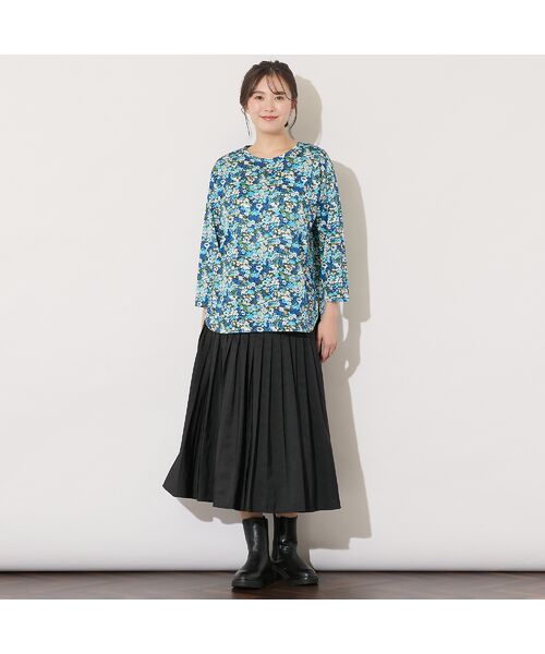 PISANO / ピサーノ カットソー | 【手洗いOK・綿100%・リバティコラボ】フラワープリントラウンドヘムカットソー | 詳細7