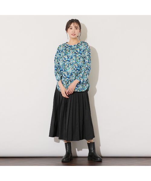 PISANO / ピサーノ カットソー | 【手洗いOK・綿100%・リバティコラボ】フラワープリントラウンドヘムカットソー | 詳細8